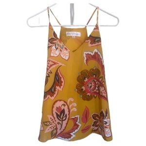 NWT Chelsea & Theodore - Mustard and Paisley Print Tank Top Racer Back Size Sm